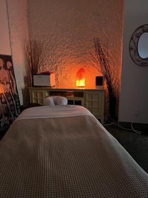 Treatment room for massage, scrubs, muds and more