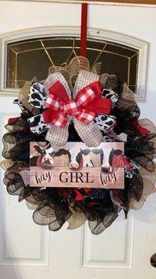 A cow wreath. It runs around. $50.00