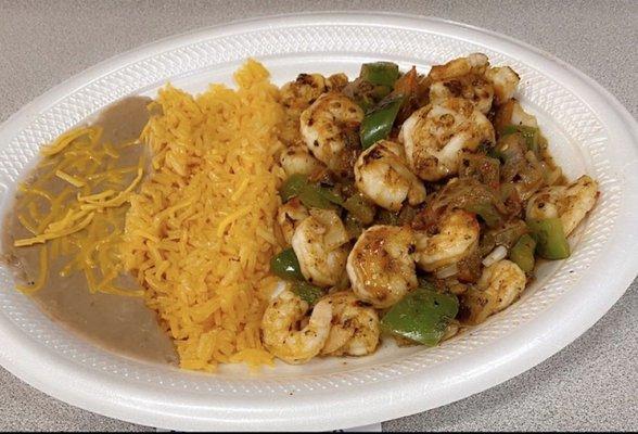 Combination plate #9 shrimp fajita plate