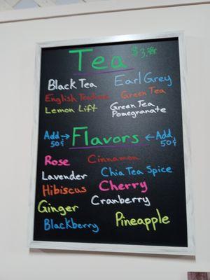 Tea menu