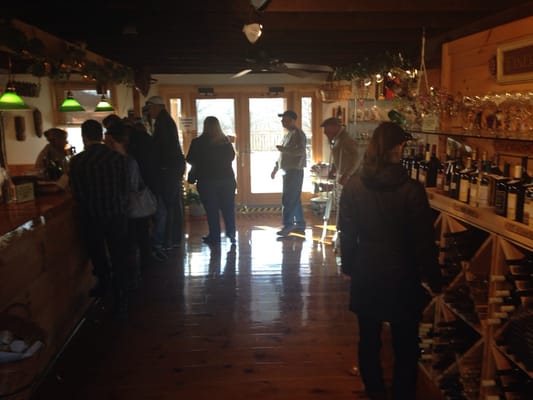 Bar/tastings on the left, wines and glassware on the right. Choose wisely.