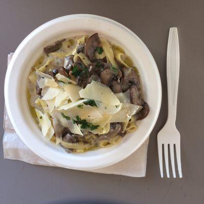 My small, mushroom tagliatelle with fresh cheese. More than it looks