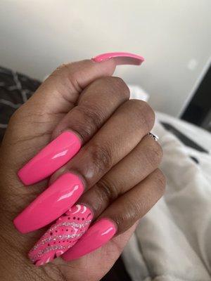 Hot Pink full set with 90s design