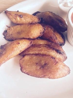 Plantains and the bean sauce. Yummy!