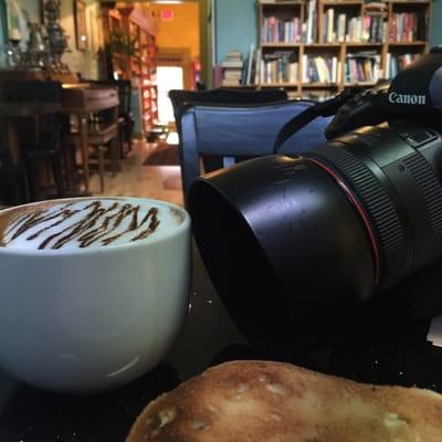 Planning out the day - around the corner at First Cup.