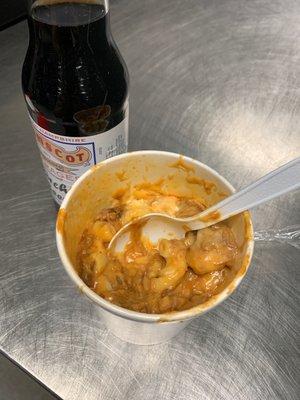 Pull pork Mac n Cheese, and a birch beer