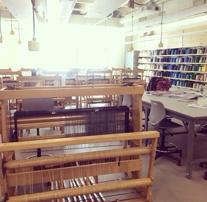 Inside one of the weaving rooms.