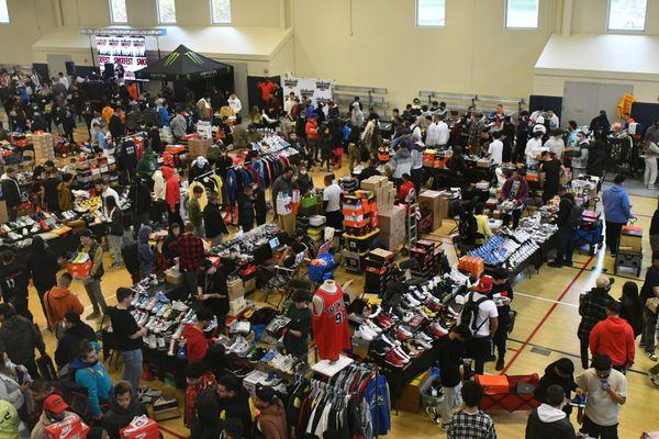 A trade show in the north gym.