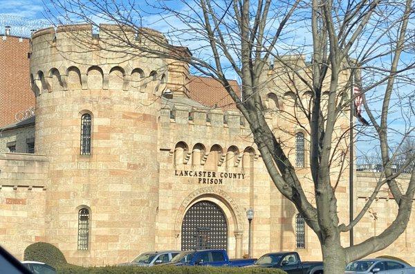 Exterior- designed to look like the Lancaster castle in the UK.