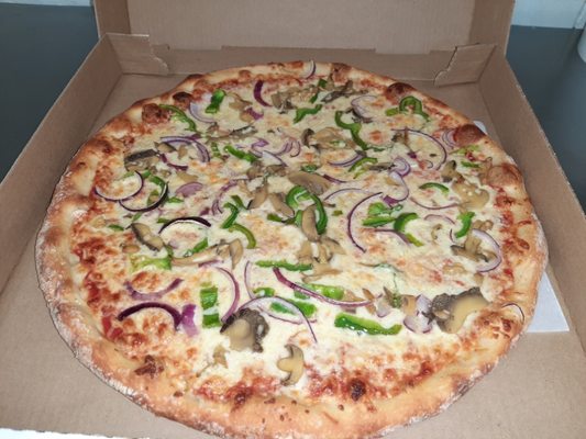 Our best veggie pizza comes in 4 different sizes 
Sm ,med,large,x large