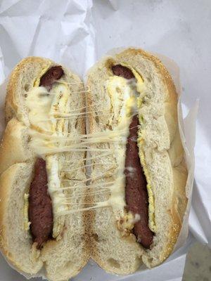 Beef Sausage, Eggs & Swiss Cheese... $3.00