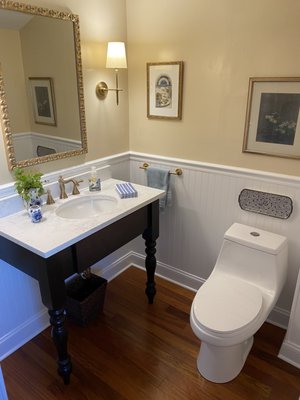 Updated customers powder room .