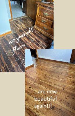 Our customer was overjoyed that we were able to restore his 100 year old floors to their original beauty!