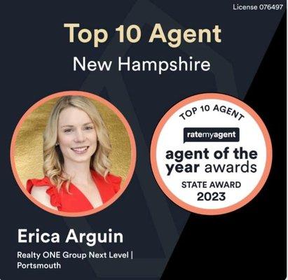 I was featured on Rate My Agent as number 4 in the state of NH for 2023!