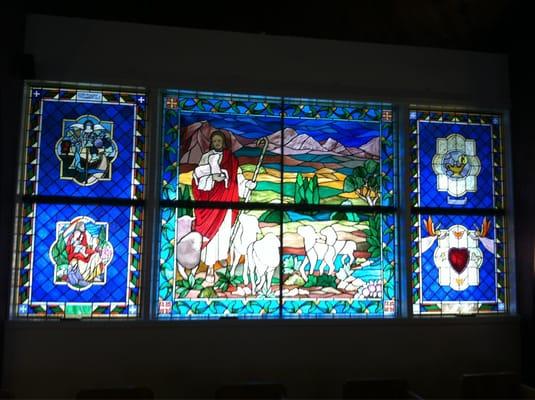 Stained glass celebrating Jesus