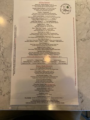 Menu back