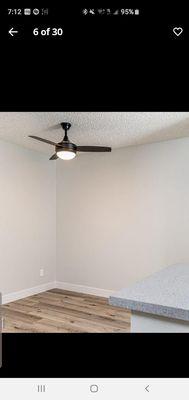 We painted this whole room and installed ceiling fan.