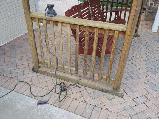 Sanding and staining gazebo