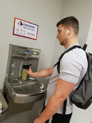 This bottle filling water cooler that we donated to the Lititz recCenter is helping to keep plastic bottles out of the landfill!