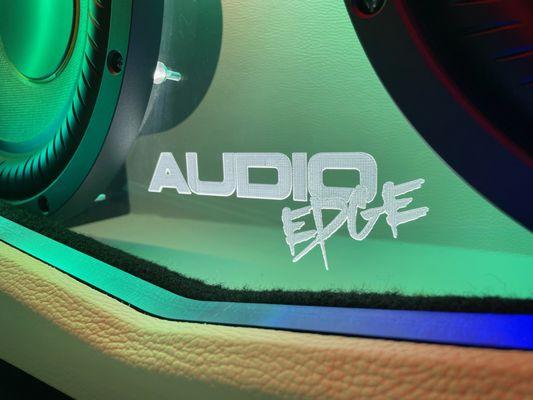 Audio Edge logo engraved in acrylic