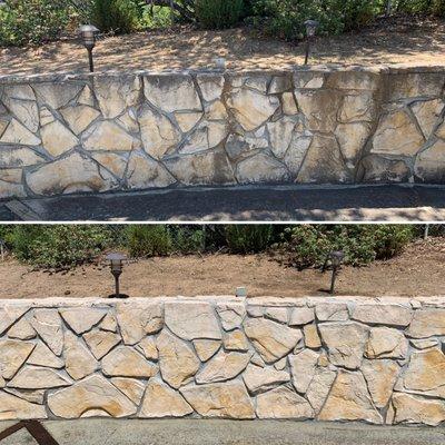 Stone retaining walls before/after