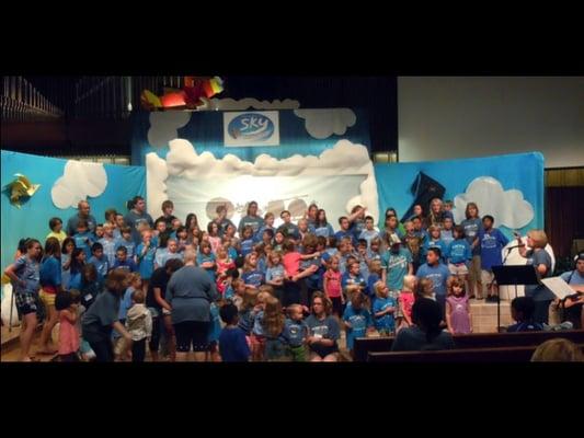 Vacation Bible School students sing during our free summer day camp in 2012.